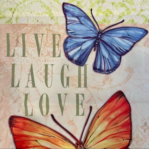 Butterfly "Live Laugh Love" Spring Summer Garden Flag - Picture 2 of 3